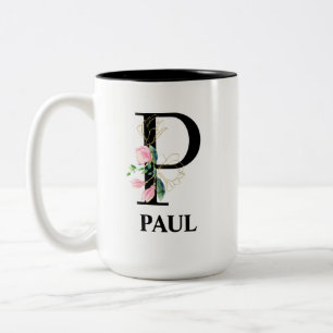 Hübsches mit Monogramm P-Buchstaben-Alphabet Zweifarbige Tasse