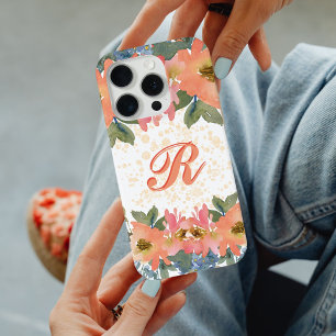 Hübsches moderne Pfirsich-Wasserfarben-Blumen-Mono Case-Mate iPhone Hülle