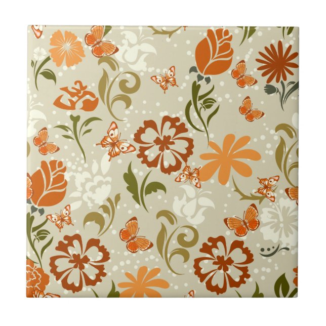 Hübsches modernes Blumenmuster Fliese (Vorderseite)