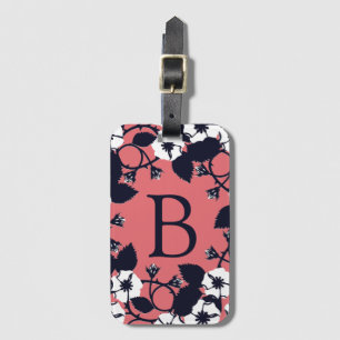 Hübsches modernes florales Monogramm in Korallenro Gepäckanhänger