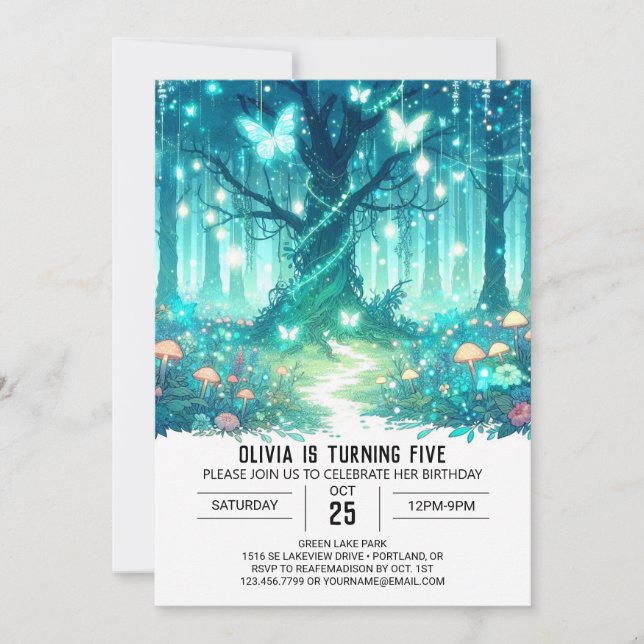 Hübsches modernes Woodland - Digitaler Geburtstag Einladung (Vorderseite)