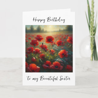 Hübsches Mohnfeld | Schwester Birthday Karte