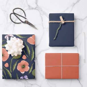 Hübsches Mohnmuster für die Blume Geschenkpapier Set
