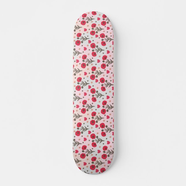 Hübsches Mohnmuster Skateboard (Vorne)