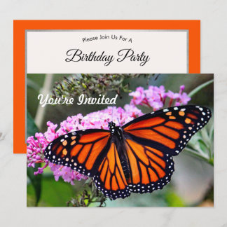 Hübsches Monarch Butterfly Foto Geburtstag Einladung