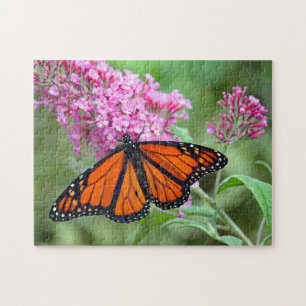 Hübsches Monarch Butterfly Rosa Foto Puzzle