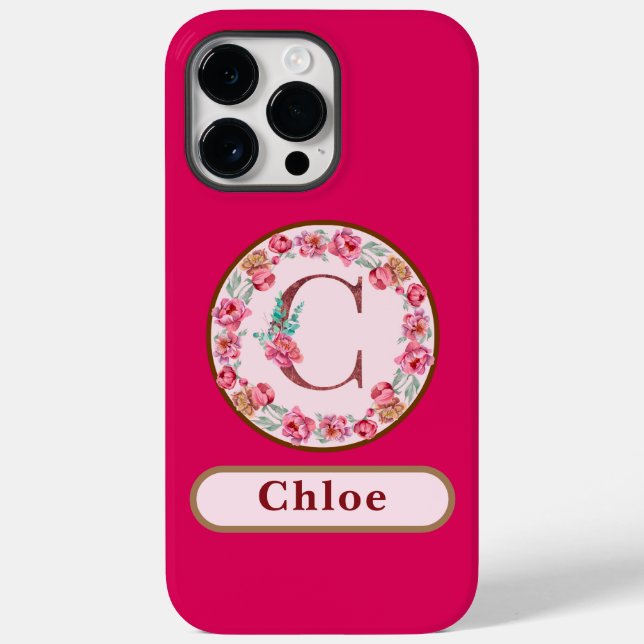 Hübsches Monogramm C Floral Case-Mate iPhone Hülle (Rückseite)