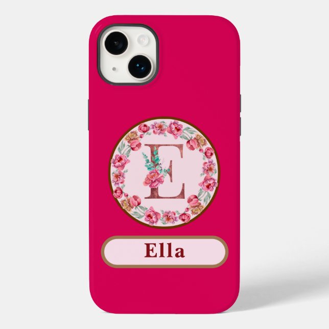 Hübsches Monogramm E Floral Case-Mate iPhone Hülle (Rückseite)