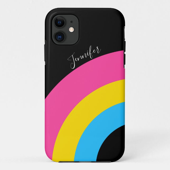 Hübsches Monogramm für die Regenbogenflagge Pansex Case-Mate iPhone Hülle (Rückseite)