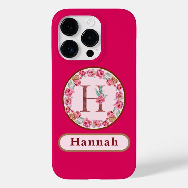 Hübsches Monogramm H Floral Case-Mate iPhone Hülle (Rückseite)