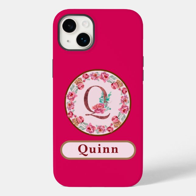 Hübsches Monogramm Q Floral Case-Mate iPhone Hülle (Rückseite)