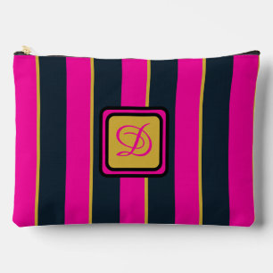 Hübsches Monogramm, rosa schwarz und goldgestriche Zubehörtasche