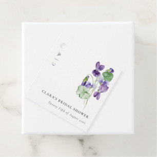 Hübsches Monogramm Violette Blumengruß Hochzeitsdu Geschenkanhänger