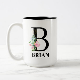 Hübsches monogrammiertes Initial B Zweifarbige Tasse