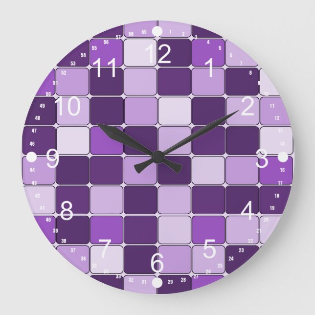 Hübsches Mosaikflippmuster Lila Lilac Lavender Große Wanduhr (Vorderseite)