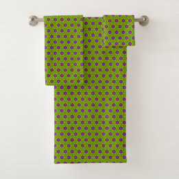 Hübsches Muster für die Blume von Green und Lila F Badhandtuch Set