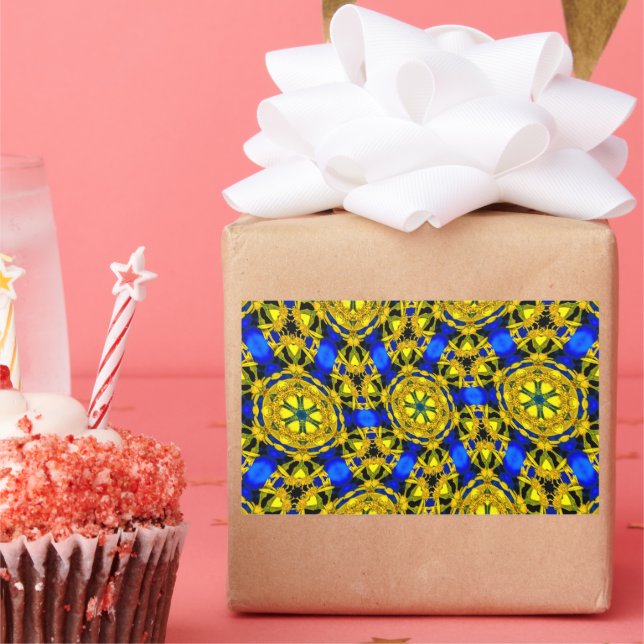 Hübsches Muster für goldene Blume Rechteckiger Aufkleber (Party)