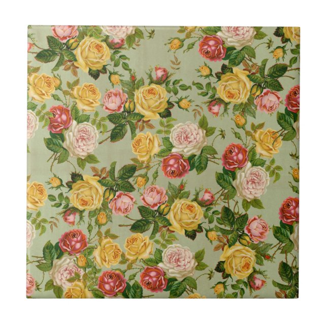 Hübsches Muster für Vintage Flora-Rose Fliese (Vorderseite)