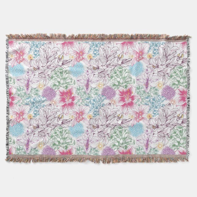 Hübsches Muster mit farbenfrohen Blumen Decke (Vorderseite)