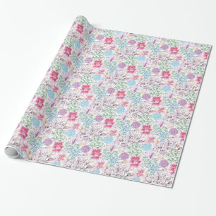 Hübsches Muster mit farbenfrohen Blumen Geschenkpapier