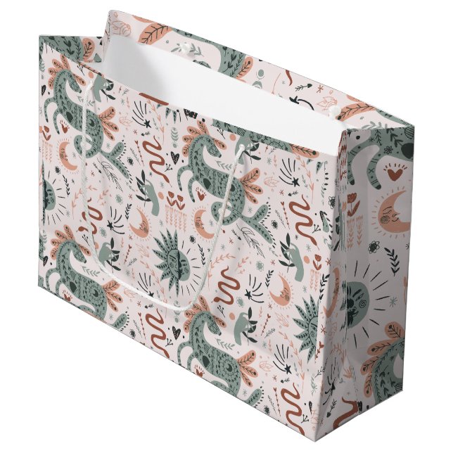 Hübsches niedliches Muster in Rosa für Mädchen zum Große Geschenktüte (Vorderseite Schrägansicht)