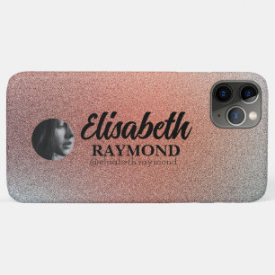 Hübsches Orange Glitter Foto und Name Case-Mate iPhone Hülle