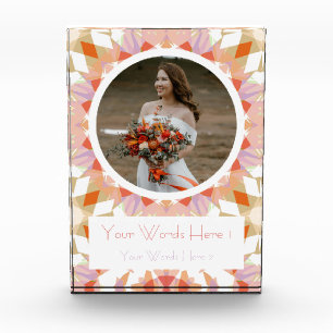 Hübsches Orange Green Autumn Wedriage Gift Fotoblock