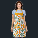 Hübsches Orangenzitrus im Wasserbereich Personalis Schürze<br><div class="desc">Stilvolle Fruchtmuster Aquarellbilder mit Orangen und Blätter. Personalisieren Sie es mit Ihrem Namen.</div>