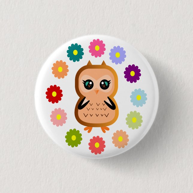 Hübsches Owl Niedlich Kawaii Cartoon Button (Vorderseite)