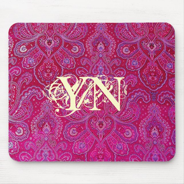 Hübsches Paisely Monogramm Mousepad (Vorne)