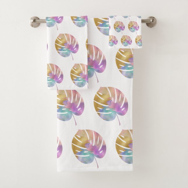 HÜBSCHES PALM LEAF BADEZIMMER TOWEL SET (Insitu)