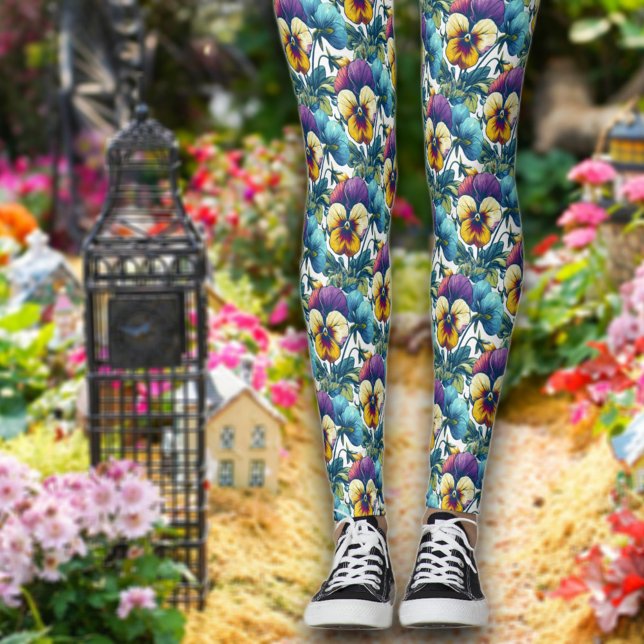 Hübsches Pansy Paradise Modernes Chic Muster Leggings (Von Creator hochgeladen)