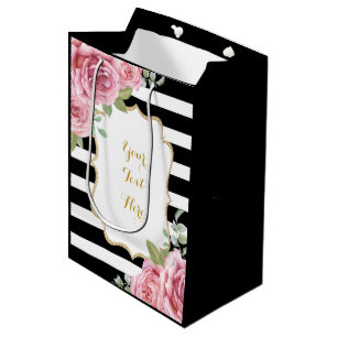 Hübsches Pariswatercolor-Rosa-Rosen-Gastgeschenk Mittlere Geschenktüte