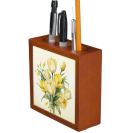 HÜBSCHES PASTEL GELBE BLUMENBOUQUE STIFTHALTER