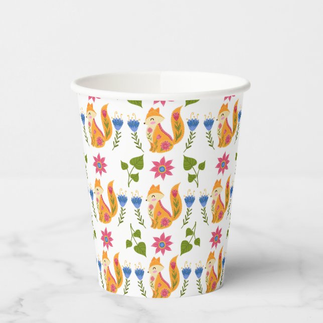 Hübsches Pastell Foxy-Blumenmuster Pappbecher (Links)