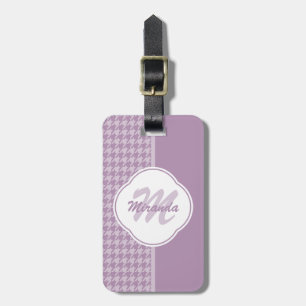 Hübsches, pastell-lila Karo-Monogramm und Name Gepäckanhänger