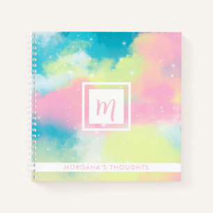 Hübsches Pastell-Monogramm-Quadrat Notizbuch