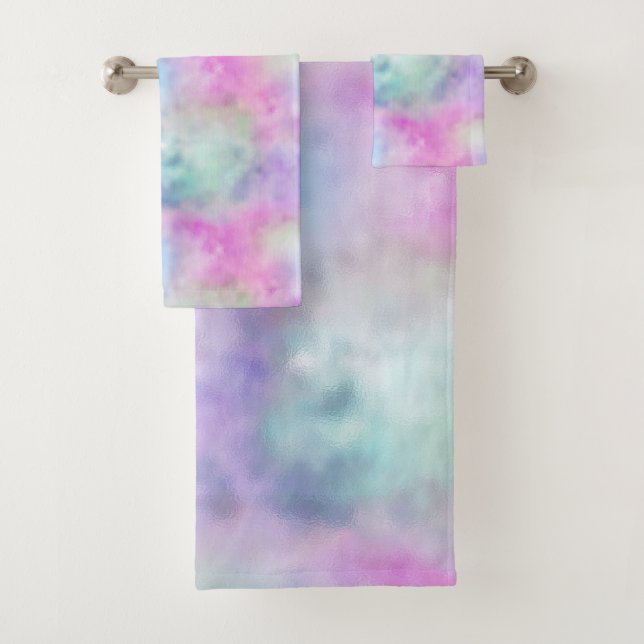 Hübsches Pastell Rainbow Cloud BATHROOM TOWEL SET (Insitu)