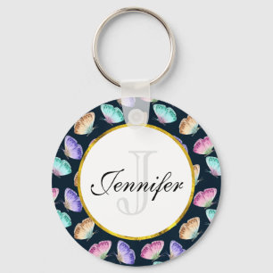 Hübsches Pastell-Watercolor-Schmetterlingsmuster Schlüsselanhänger