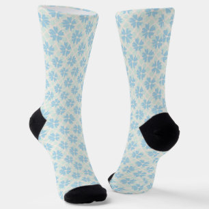 Hübsches Pastellblau-Blumenmuster Socken