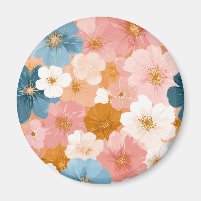 Hübsches pastellfarbenes Blumenmuster Magnet (Vorne)