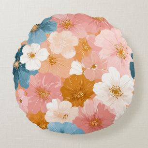 Hübsches pastellfarbenes Blumenmuster Rundes Kissen