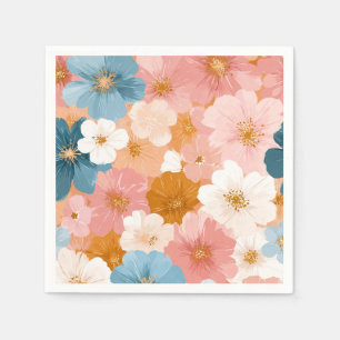 Hübsches pastellfarbenes Blumenmuster Serviette