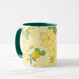 Hübsches pastellgelbes Blumenmuster, Tasse
