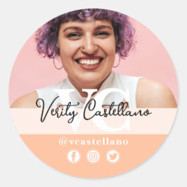 Hübsches Peach Moderner Name und benutzerdefiniert Runder Aufkleber