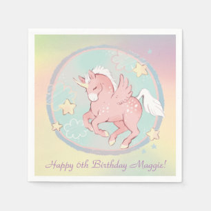 Hübsches Pegasus Einhorn Rosa, Lila personalisiere Serviette