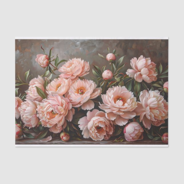 Hübsches Peony Painting Blush Pink Decoupage Seidenpapier (Vorderseite)