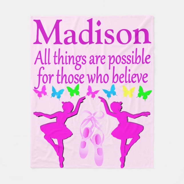 HÜBSCHES PERSONALISIERTES BALLERINA BLANKET FLEECEDECKE (Vorderseite)