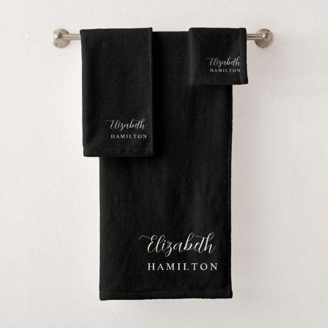 Hübsches Personalisiertes Bath Set in Schwarz und  (Insitu)