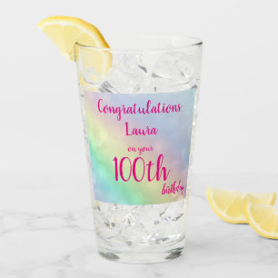 Hübsches personalisiertes Glück 100. Geburtstag Glas